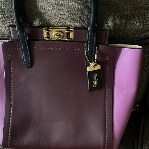 Coach Pink and Brown Satchel with Gold Accents - Picture 10 of 16
